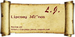 Lipcsey János névjegykártya